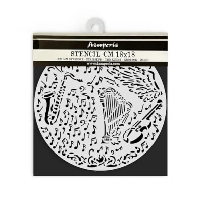 Afbeelding van Stamperia Music Thick Stencil 18x18cm Violin And Trumpet (KSTDQ120)