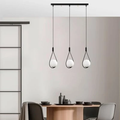 Afbeelding van Hanglamp GMN 00009 3 lamps zwart/opaal glas