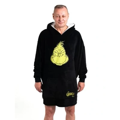Afbeelding van United Labels The Grinch Oversize Cozy Hoodie voor heren Knuffelige oversized trui heren, pluizige deken, zwart, zwart.