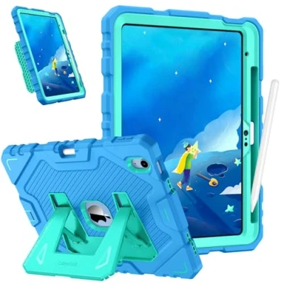 Afbeelding van Fintie iPad 10e generatie 10,9 inch (model 2022), robuuste en schokbestendige volledige beschermhoes met geïntegreerde kinderstandaard, blauw