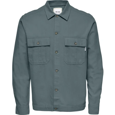 Afbeelding van Only &amp; Sons Overhemd Onskennet Ls Linen Overshirt Noos 22019758 Stormy Wheater Mannen Maat S