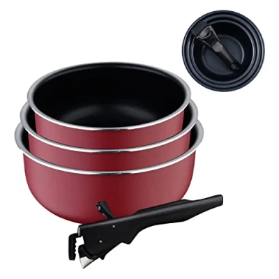 Afbeelding van Bergner Click&amp;Cook Edition 3 delige pannenset 16, 18 en 20 cm + afneembare steel Geperst aluminium met antiaanbaklaag Voor alle soorten fornuizen ovens