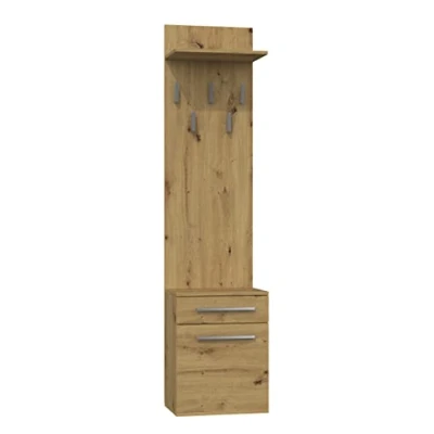 Afbeelding van ADGO Duo kapstok, schoenenkast, kapstok en kledingkast voor hal, ideaal kleine grote ruimtes (Artisan Eiken)
