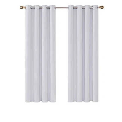 Afbeelding van Deconovo Warmte isolerende verduisteringsgordijnen, gordijnen voor woonkamer en slaapkamer, modern design met oogjes, 117 x 160 cm (breedte hoogte), lichtwit/grijs, 2 stuks