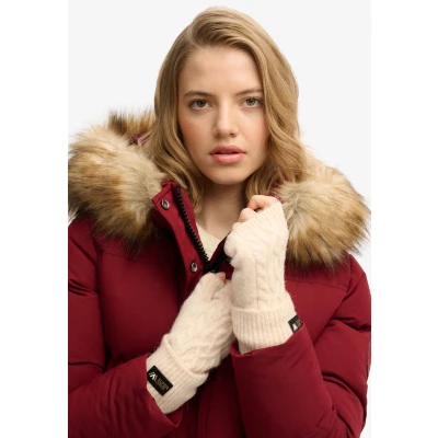 Afbeelding van Superdry Cable LUXE Handwarmer Handschoenen, Dames, Maat: One Size, Oatmeal white