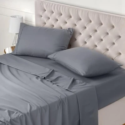 Afbeelding van Utopia Bedding Microvezel beddengoedset (4 delig, grijs) 1 hoeslaken 135 x 190 cm, plat laken 225 255 cm en 2 kussenslopen 50 75