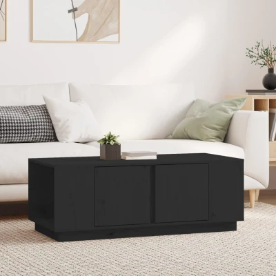 Afbeelding van Salontafel 110x50x40 cm massief grenenhout zwart
