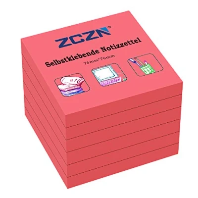 Afbeelding van ZCZN Sticky Notes Plakbriefjes, 76 x mm, rood, 6 stuks