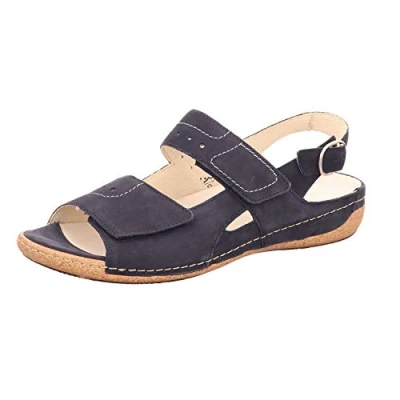 Afbeelding van Waldläufer Heliett dames sandaal 342002 191 217 Denver blauw, maat 37 41, verwisselbaar, nubuckleer, breedte H breed,, Marinier