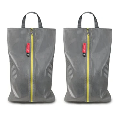 Afbeelding van Waterdichte schoenentassen plus voor op reis, opbergorganizer met ritssluiting, veelkleurig heren en dames, 2 pack grijs