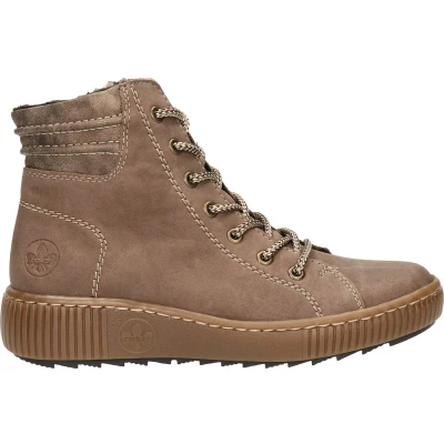 Afbeelding van Rieker Veterboots, Dames, Maat: 39, Taupe Hoogwaardig imitatieleer