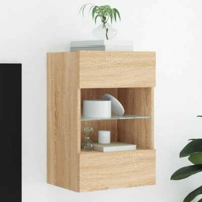 Afbeelding van Tv wandmeubel met LED verlichting 40x30x60,5 cm sonoma eiken