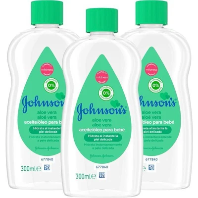 Afbeelding van Johnson&#039;s Baby Olie Aloe Vera 3 x 300 ml Voordeelverpakking