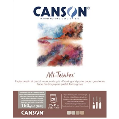 Afbeelding van CANSON Mi Teintes blok met 20 vellen tekenpapier, 32 x 41 160 g/m² grijstinten