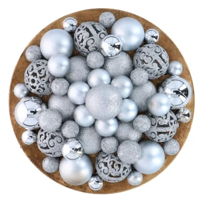 Afbeelding van Kerstballen Set en Piek Zilver 101 Stuks Kunststof