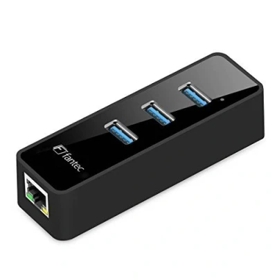 Image de Fantec ump 3ue1000 hub usb 3.0, 3 x port 1 rj45 1gbit s ethernet lan, noir
