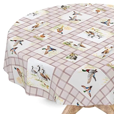 Afbeelding van Afwasbaar tafelzeil, rond, afgesneden rand, motief jacht, tuintafelkleed, 140 cm