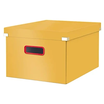 Afbeelding van Leitz Cosy Click &amp; Store Middelgrote A4 Opbergdoos 85% Gerecycled Karton Opvouwbare Archiefdoos met Deksel 28.1 x 20 37 Cm (BxHxD) Warm Geel