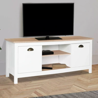 Afbeelding van Meuble TV vintage ISIS bois et blanc 113 cm