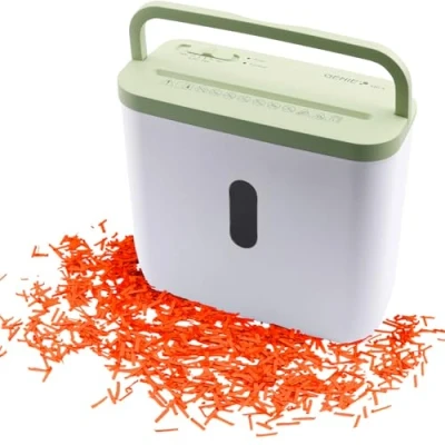 Afbeelding van Genie 440X Green Papierversnipperaar 4 vellen DIN A4 (80 g/m²) Cross Cut 8 Liter Compact formaat met handgreep Thuis/ Kantoor Groen/Wit
