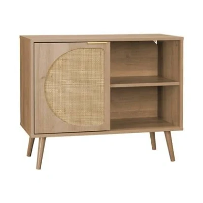 Afbeelding van sweeek Opberg dressoir, eva, houtdecor en afgerond riet l80 x b39 h65,8cm