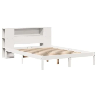 Afbeelding van vidaXL Bed met boekenkast zonder matras grenenhout wit 150x200 cm