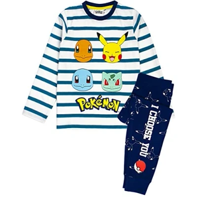 Afbeelding van Pokemon Pajamas Pikachu Personages Kinderen Gestreepte T shirts en Broeken Pajama&#039;s, Wit.