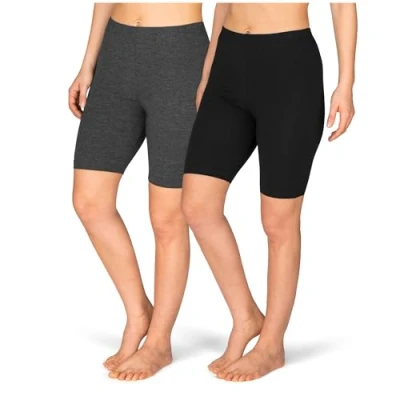 Afbeelding van SES Set van 2 damesleggings, korte katoenen leggings, zwart/antraciet gemêleerd