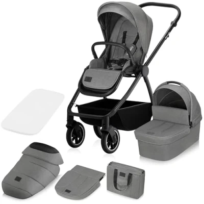 Afbeelding van Lionelo Meril 2 in 1 Buggy XL Reiswieg &amp; Wandelwagen All Terrain Wielen UPF50+ Compleet Accessoireset
