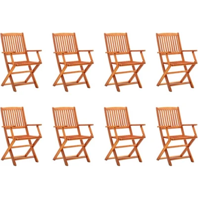 Afbeelding van vidaXL Tuinstoelen 8 st inklapbaar massief eucalyptushout