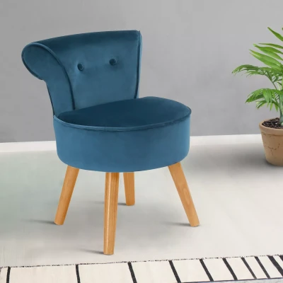 Afbeelding van Fauteuil crapaud en velours bleu