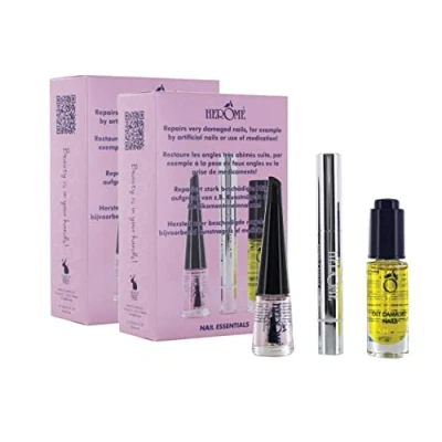 Afbeelding van Herome 3 in 1 Manicure Nagelverzorging Set (Nail Essentials Roze) 2 pack Nagelset Voor Beschadigde Nagels Nagelriemolie, Nagelriemcrème en Nagelverharder Mooie Gezonde