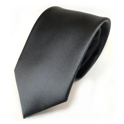 Afbeelding van Effen satijnen stropdas van Tigertie Designer, grijs, maat: ca. lengte 150 cm, breedte 8 Antracietgrijs, donkergrijs