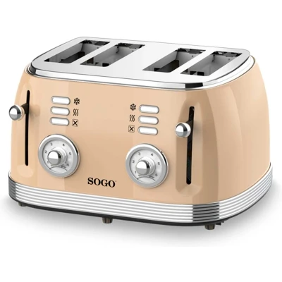 Afbeelding van SOGO Human Technology Broodrooster voor 4 sneden Controlelampje, Toastfunctie Beige, Metallic