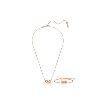 Afbeelding van Swarovski dames Hyperbola set van ketting en armband verguld in de kleur Roségoud