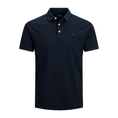 Afbeelding van JACK &amp; JONES JEPAULOS Poloshirt voor heren, slim fit, effen, zomershirt, korte mouwen, basic piqué katoen, Donkerblauw