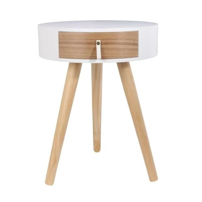 Image de The Home Deco Factory Chevet en bois scandinave Nora blanc