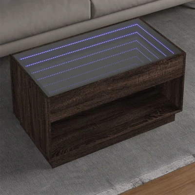 Afbeelding van Salontafel met Infinity LED 90x50x50 cm bruin eikenkleurig