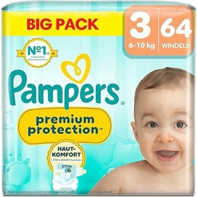 Afbeelding van Pampers Premium Protection Maat 3 Small Pack 64 Stuks 6 10 kg
