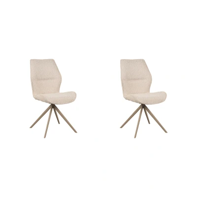 Afbeelding van LABEL51 Eetkamerstoel Comfy Naturel Boucle Taupe Onderstel