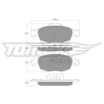 Afbeelding van TOMEX brakes TX 14 84 Remblokkenset Vooras CITROËN: Berlingo II Van, II, C4 I Grand Picasso, PEUGEOT: Partner 5008