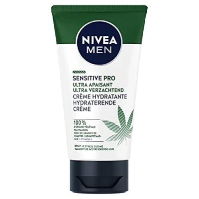 Afbeelding van NIVEA MEN Sensitive Pro vochtinbrengende gezichtscrème (1 x 75 ml), biologische hennepolie crème, mannenverzorging met veganistische formule