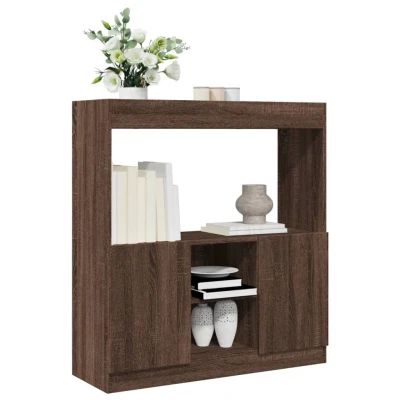 Afbeelding van vidaXL Hoge kast 92x33x100 cm bewerkt hout bruin eikenkleurig