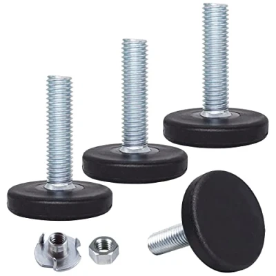 Afbeelding van SKIR&#039;CO Set van 4 nivelleringsvoeten M8 x 30 mm, ronde verstelbare metalen poten, draadstang M8, nivelleringsvoet (moeren inbegrepen)