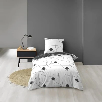 Afbeelding van douceur d&#039;intérieur, 2 delige set, omkeerbaar, 140 x 200 cm, Sonate, bedrukte microvezel