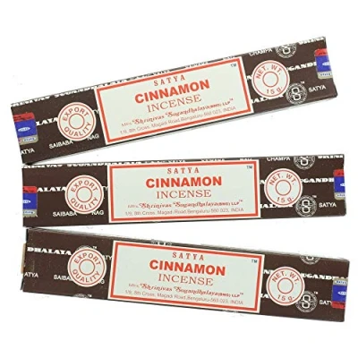 Afbeelding van Satya Set van 3 verpakkingen Nag Champa wierookstokjes kaneelgeur