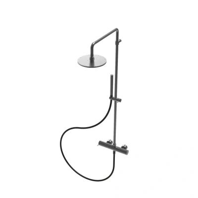 Afbeelding van Waterevolution Flow thermostatische douchecombinatie met regendouche PVD Gun Metal 250mm T141TNR25GME