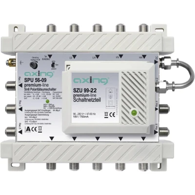 Afbeelding van Axing SPU 56 09 satelliet multiswitch Ingangen (satelliet): 5 (4 / 1 terrestrisch) Aantal gebruikers: 6 Standby functie, geschikt voor Quad LNB