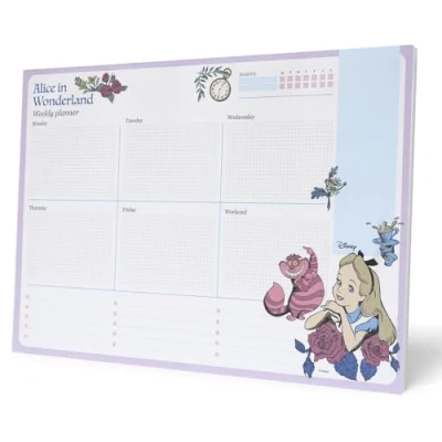 Afbeelding van Grupo Erik Notitieblok A4 Weekoverzicht Alice in Wonderland Bureauonderlegger, weekplanner kantoorbenodigdheden, schoolbenodigdheden, bureau organizer