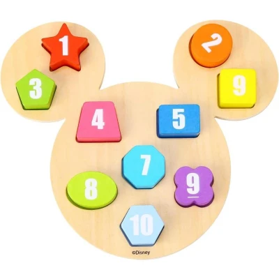 Afbeelding van Tooky toy Mickey Mouse Houten Getallenpuzzel 24 maanden 11 delig